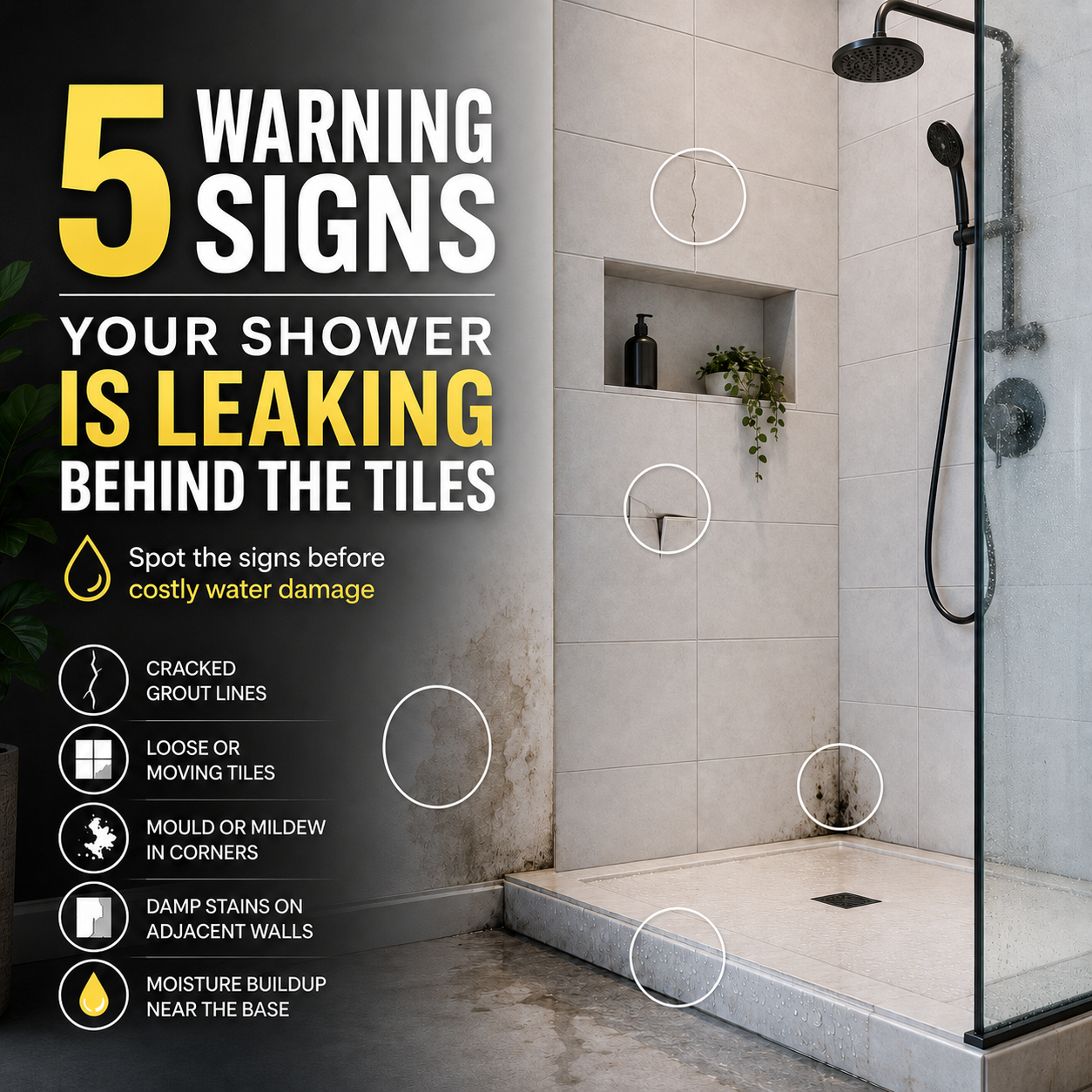5 Warning Signs Your Shower Is Leaking Behind the Tiles